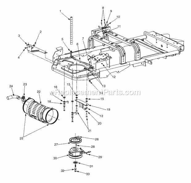 Choke & Throttle Cable, Muffler Assembly, Pto Diagram and Parts List for 365L 53CA1D5K100 Cub Cadet Lawn Mower